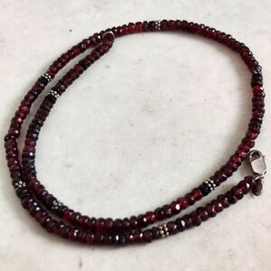 Signed Sajen Genuine Faceted Garnet Sterling Silver Necklace